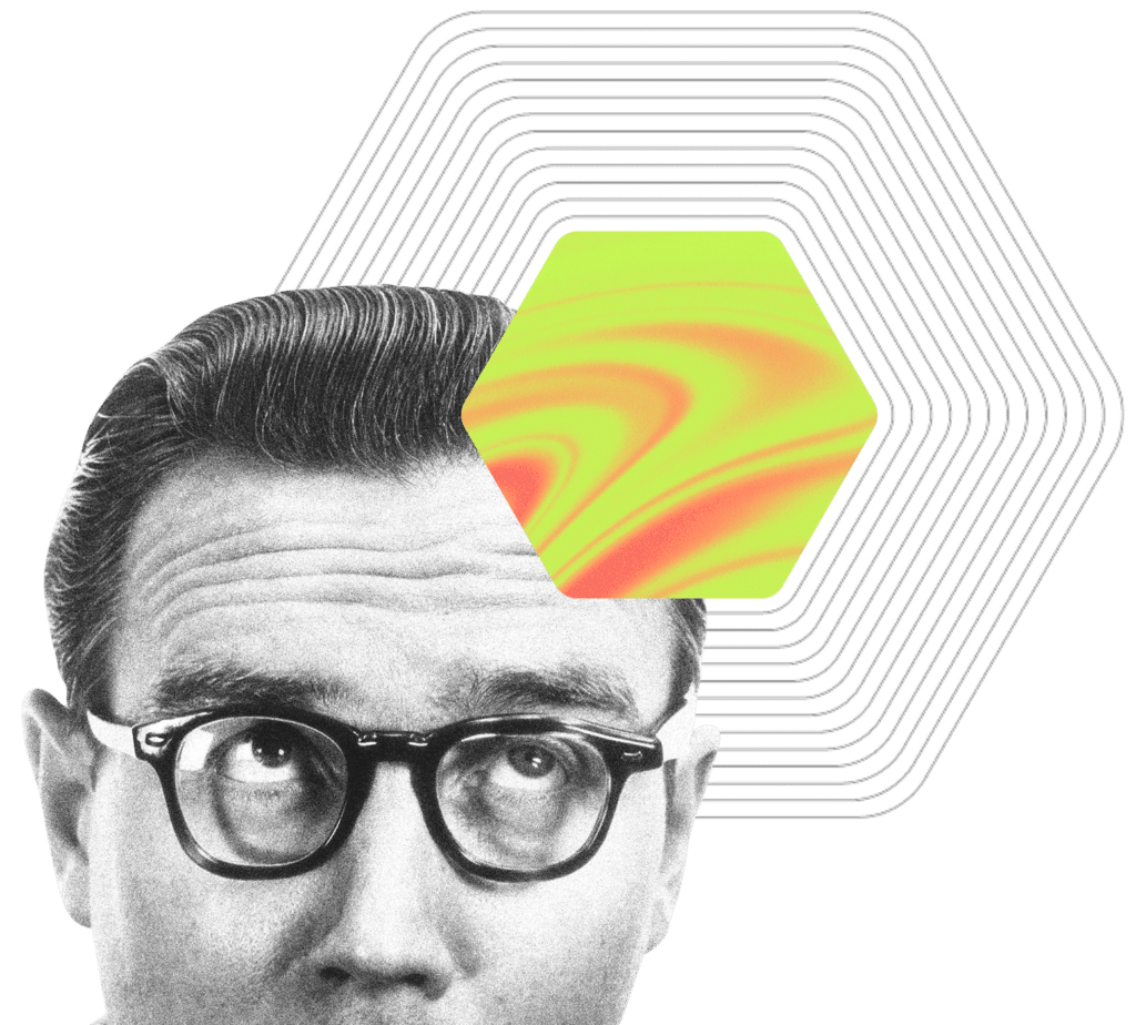 a man in glasses is having an idea